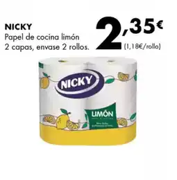 Supermercados Lupa NICKY Papel de cocina limón 2 capas, envase 2 rollos. oferta