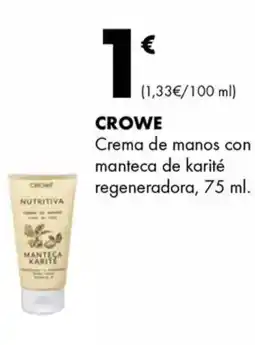 Supermercados Lupa CROWE Crema de manos con manteca de karité regeneradora oferta