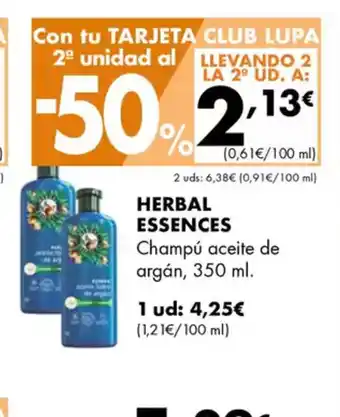 Supermercados Lupa HERBAL ESSENCES Champú aceite de argán oferta