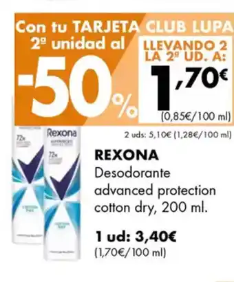 Supermercados Lupa REXONA Desodorante advanced protection cotton dry oferta