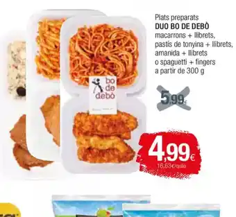 Condis DUO BO DE DEBÒ Plats preparats macarrons + llibrets oferta