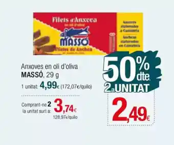 Condis MASSÓ Anxoves en oli d'oliva oferta