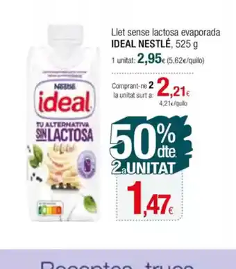 Condis IDEAL NESTLÉ Llet sense lactosa evaporada oferta