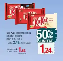 Condis KIT-KAT, xocolata blanca amb llet o negra oferta