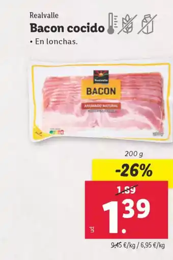 Lidl REALVALLE Bacon cocido oferta