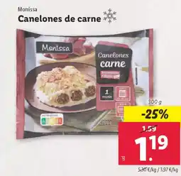 Lidl MONISSA Canelones de carne oferta