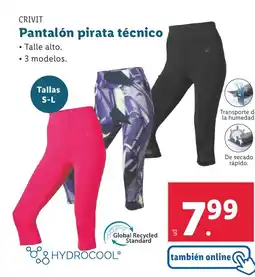 Lidl CRIVIT Pantalón pirata técnico oferta