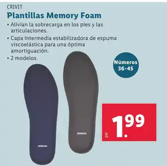 Lidl CRIVIT Plantillas Memory Foam oferta