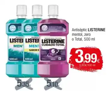 Condis LISTERINE Antisèptic mentol, zero oferta