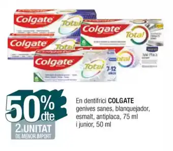 Condis COLGATE En dentifrici genives sanes, blanquejador, esmalt, antiplaca, i junior oferta