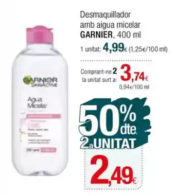 Condis GARNIER Desmaquillador amb aigua micelar oferta