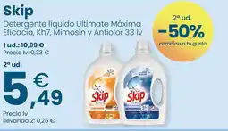 Clarel SKIP Detergente líquido Ultimate Máxima Eficacia, Kh7, Mimosín y Antiolor 33 lv oferta