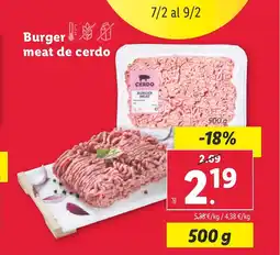 Lidl Burger meat de cerdo oferta