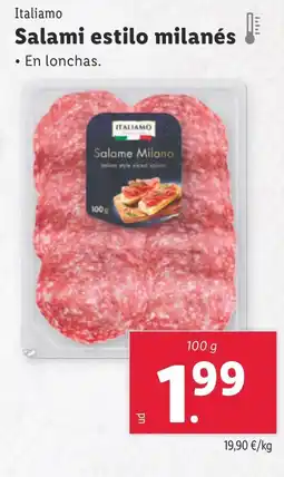 Lidl ITALIAMO Salami estilo milanés oferta