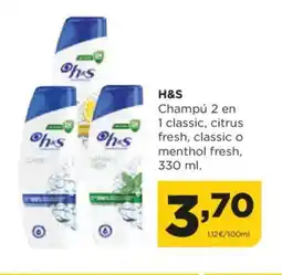 Alimerka H&S Champú 2 en 1 classic, citrus fresh, classic o menthol fresh oferta