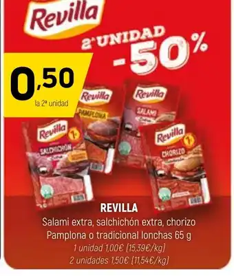 Coviran REVILLA Salami extra, salchichón extra, chorizo Pamplona o tradicional lonchas oferta