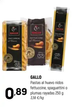 Coviran GALLO Pastas al huevo nidos fettuccine, spaguettini o plumas rayadas oferta