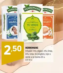 Coviran HORNIMANS Infusión Infu-digest, infu-línea, infu-relax, té jengibre, rojo o verde a la menta oferta