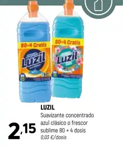 Coviran LUZIL Suavizante concentrado azul clásico o frescor sublime 80 +4 dosis oferta