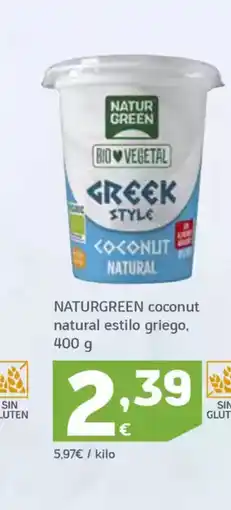 HiperDino NATURGREEN coconut natural estilo griego oferta