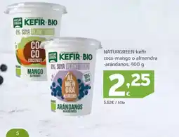 HiperDino NATURGREEN kéfir coco-mango o almendra -arándanos oferta