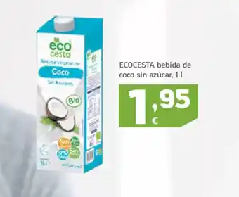 HiperDino ECOCESTA bebida de coco sin azúcar oferta