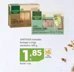 HiperDino SANTIVERI tostadas lentejas o trigo oferta