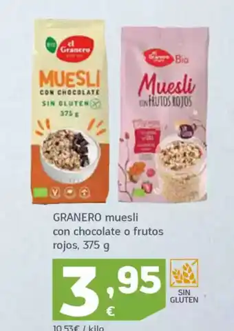 HiperDino GRANERO muesli con chocolate o frutos rojos oferta