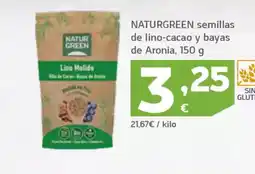 HiperDino NATURGREEN semillas de lino-cacao y bayas de Aronia oferta