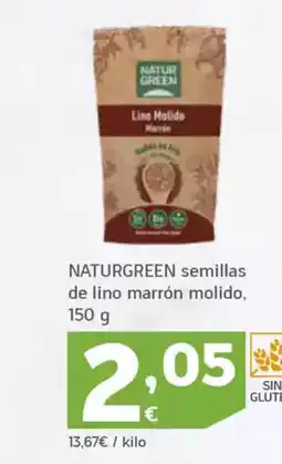 HiperDino NATURGREEN semillas de lino marrón molido oferta