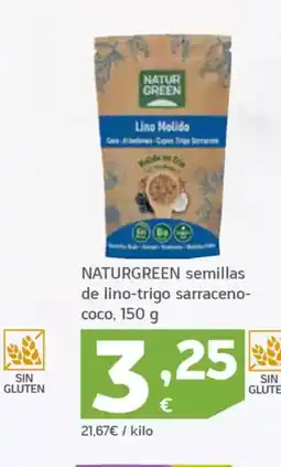 HiperDino NATURGREEN semillas de lino-trigo sarraceno- Coco oferta