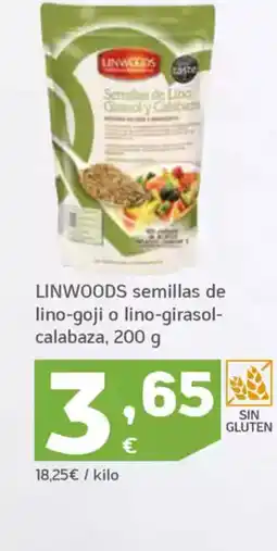 HiperDino LINWOODS semillas de lino-goji o lino-girasol- calabaza oferta