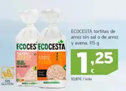 HiperDino ECOCESTA tortitas de arroz sin sal o de arroz oferta