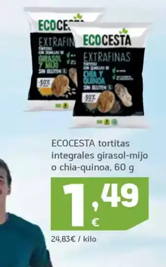 HiperDino ECOCESTA tortitas integrales girasol-mijo o chia-quinoa oferta