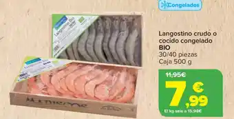 Carrefour Langostino crudo o cocido congelado bio oferta