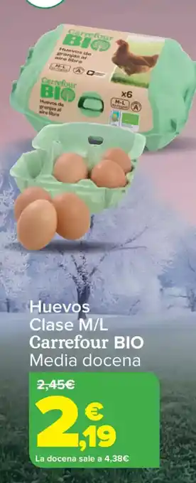 Carrefour CARREFOUR BIO Huevos Clase M/L Media docena oferta