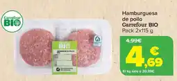 Carrefour CARREFOUR BIO Hamburguesa de pollo oferta