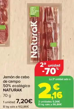 Carrefour NATURAK Jamón de cebo de campo 50% ecológico oferta