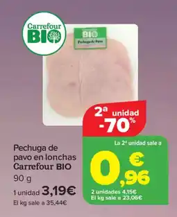 Carrefour CARREFOUR BIOI Pechuga de pavo en lonchas oferta