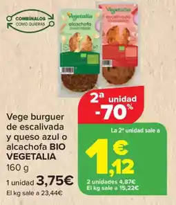 Carrefour BIO VEGETALIA Vege burguer de escalivada y queso azul o alcachofa oferta