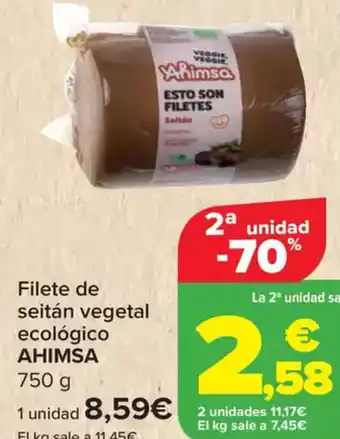 Carrefour AHIMSA Filete de seitán vegetal ecológico oferta