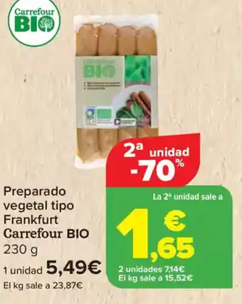 Carrefour CARREFOUR BIO  Preparado vegetal tipo Frankfurt oferta