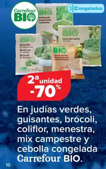 Carrefour CARREFOUR BIO  En judías verdes, guisantes, brócoli, coliflor, menestra, mix campestre y cebolla congelada oferta