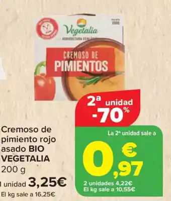 Carrefour BIO VEGETALIA Cremoso de pimiento rojo asado oferta