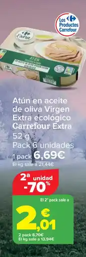 Carrefour CARREFOUR EXTRA Atún en aceite de oliva Virgen Extra ecológico oferta