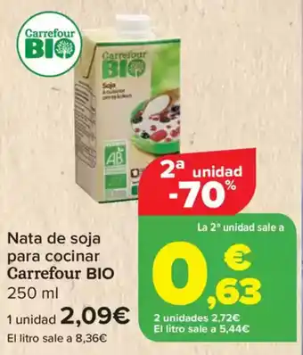 Carrefour CARREFOUR BIO Nata de soja para cocinar oferta