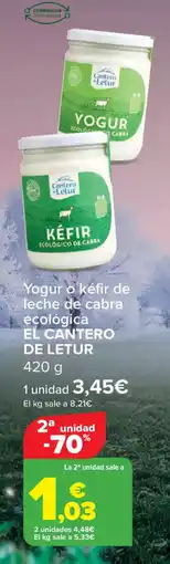 Carrefour EL CANTERO DE LETUR Yogur o kéfir de leche de cabra ecológica oferta