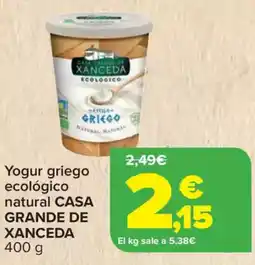 Carrefour CASA GRANDE DE XANCEDA Yogur griego ecológico natural oferta