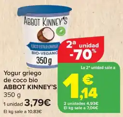 Carrefour ABBOT KINNEY'S Yogur griego de coco bio oferta