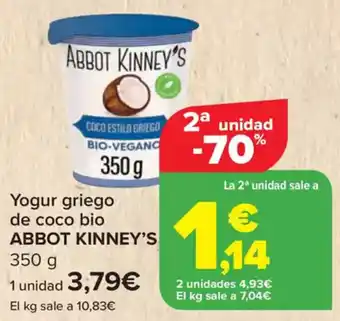 Carrefour ABBOT KINNEY'S Yogur griego de coco bio oferta